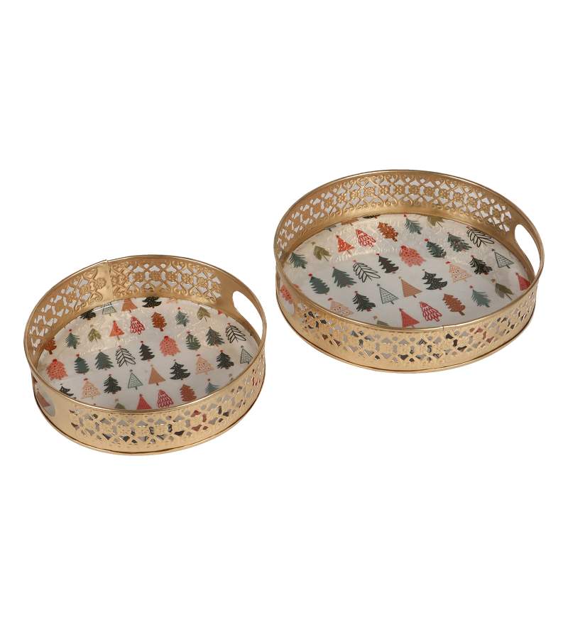 Amaya Decors Christmas Gifts Metal Basket Set of 2 | Gold | Iron with Powder Coating