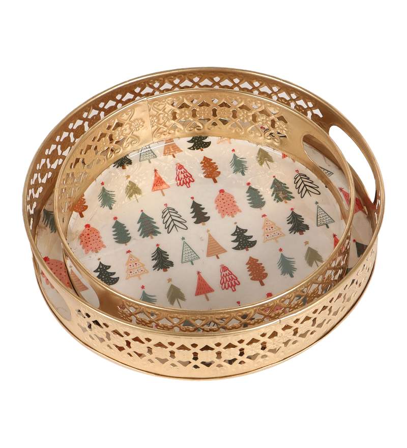 Amaya Decors Christmas Gifts Metal Basket Set of 2 | Gold | Iron with Powder Coating