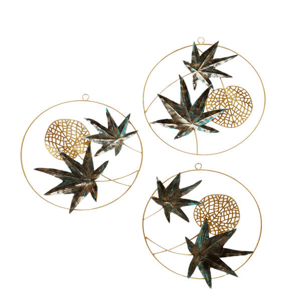 Amaya Decors Green & Gold Maple Leaves Wall Decor Set of 3