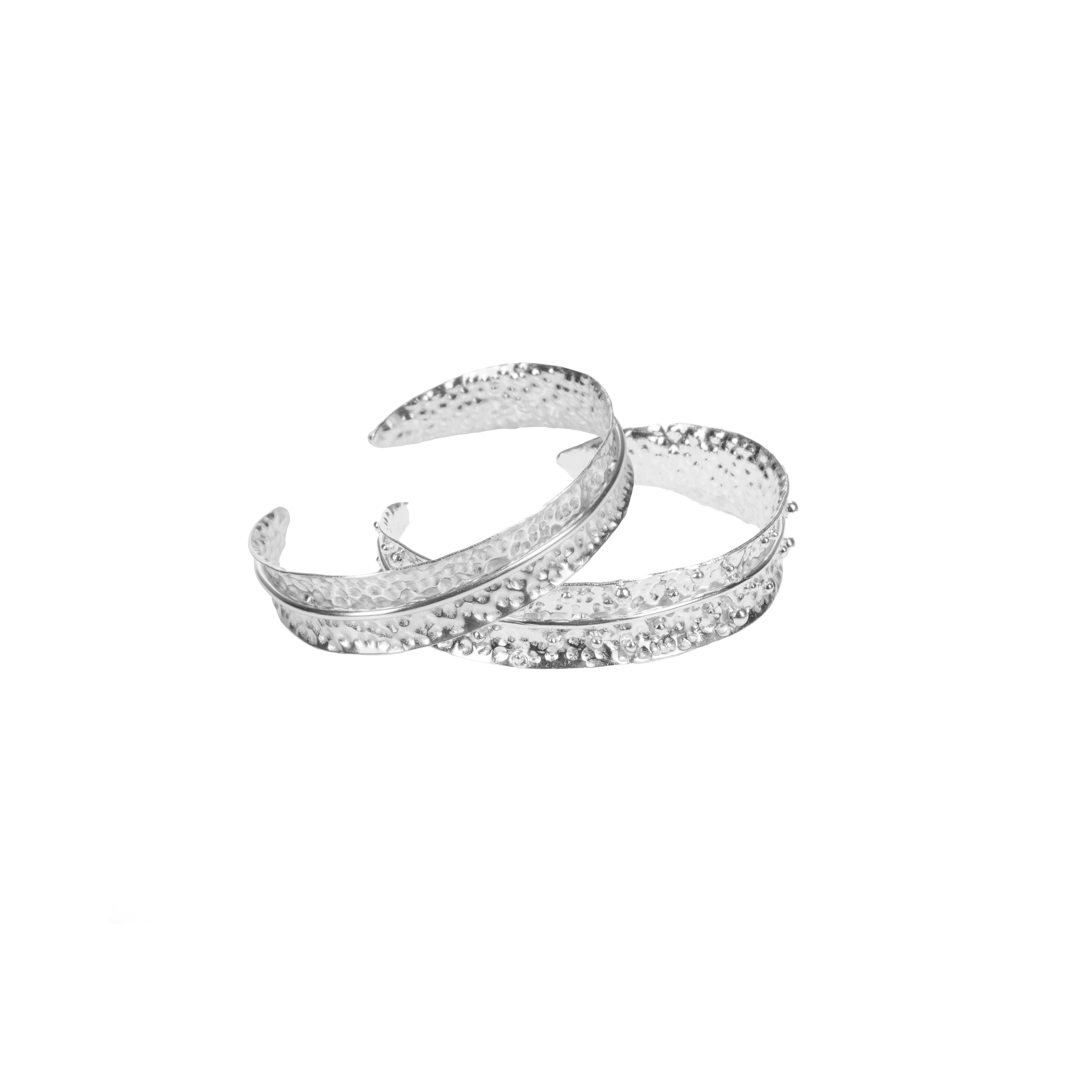 DIRA BANGLE MORNING DEW SILVER TONE - SET OF 2