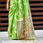 Madhubani Shibori Hand-Painted Linen Saree