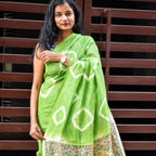 Madhubani Shibori Hand-Painted Linen Saree