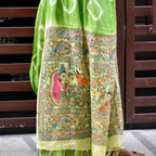 Madhubani Shibori Hand-Painted Linen Saree