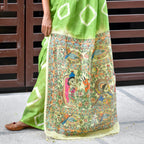 Madhubani Shibori Hand-Painted Linen Saree
