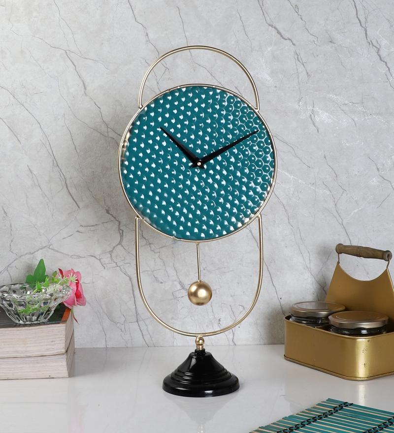 Amaya Decors Green & Gold Oval Table Clock