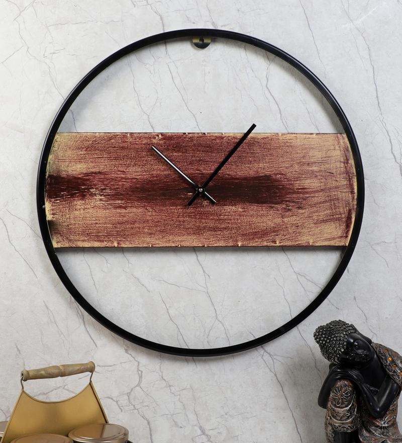 Amaya Decors Black & Brown Round Wall Clock