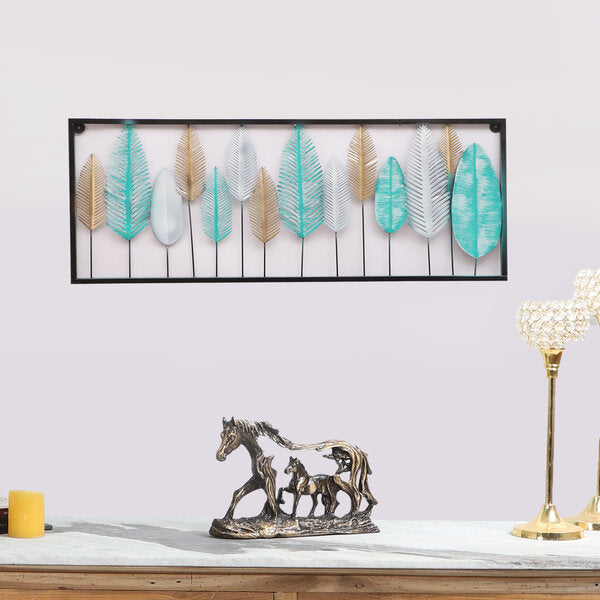 Amaya Decors Rectangular Multicolor Etching Leaves Wall Decor