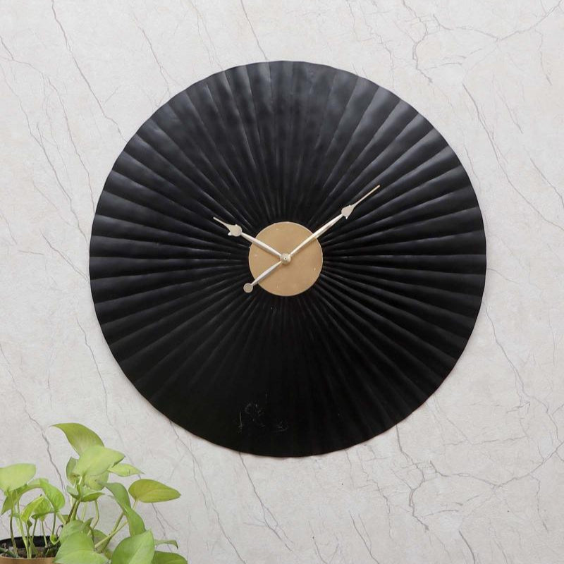 Amaya Decors Black & Gold Hammered Wall Clock