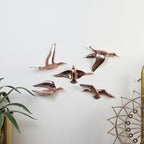 Amaya Decors Aluminium Copper Bird Wall Decor Set of 5