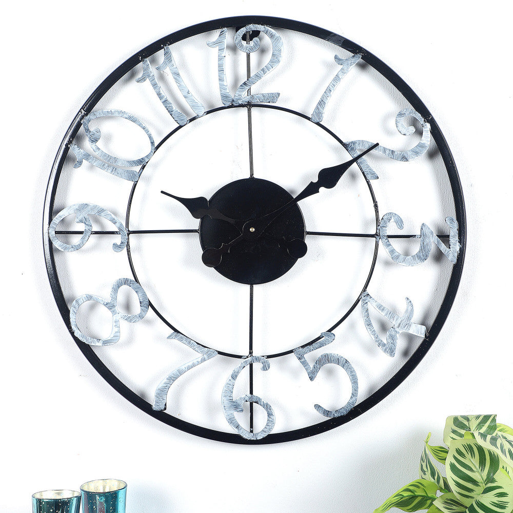 Amaya Decors Black & Silver Numeric Wall Clock