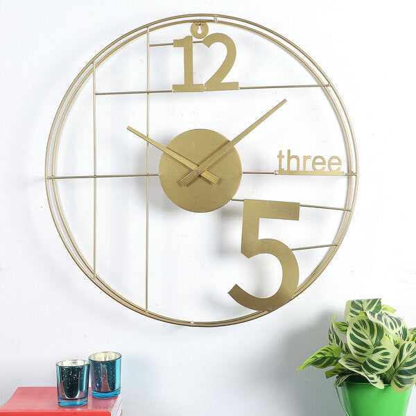 Amaya Decors 12-Three-5 Elegant Gold Wall Clock