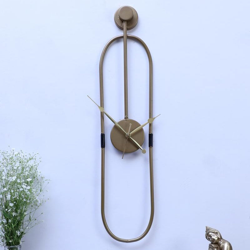 Amaya Decors Gold Pipe Oval Clock