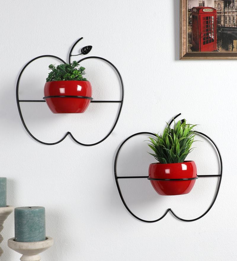 Amaya Decors Wall Hanging Red Apple Planter Set of 2