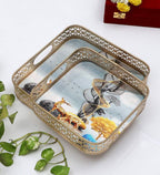 Amaya Decors Square Gold Deer Tray Set of 2