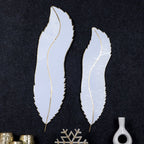 Amaya Decors White & Gold Long Leaves Wall Decor Set of 2