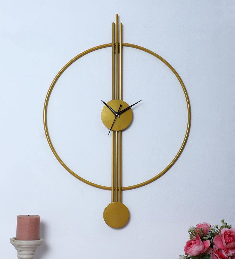 Amaya Decors Ring & Stripe Clock Gold