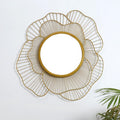 Amaya Decors Gold Flower Shape Wall Mirror (20x20x1 Inch)