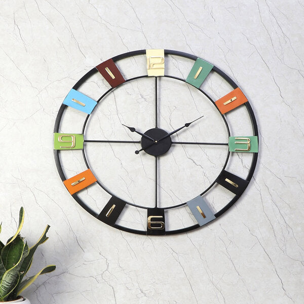Amaya Decors Round Numbers Multicolor Wall Clock
