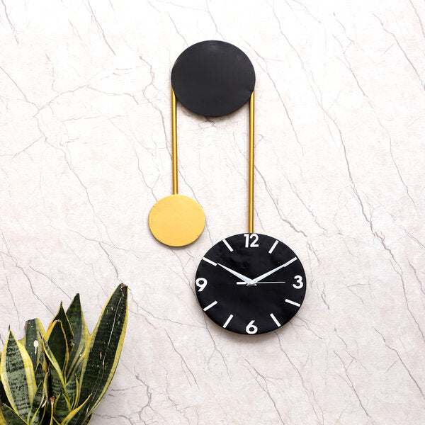Amaya Decors Hanging Ring Black & Gold Wall Clock