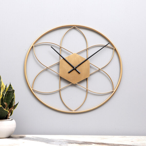Amaya Decors Round Stripes Gold Wall Clock