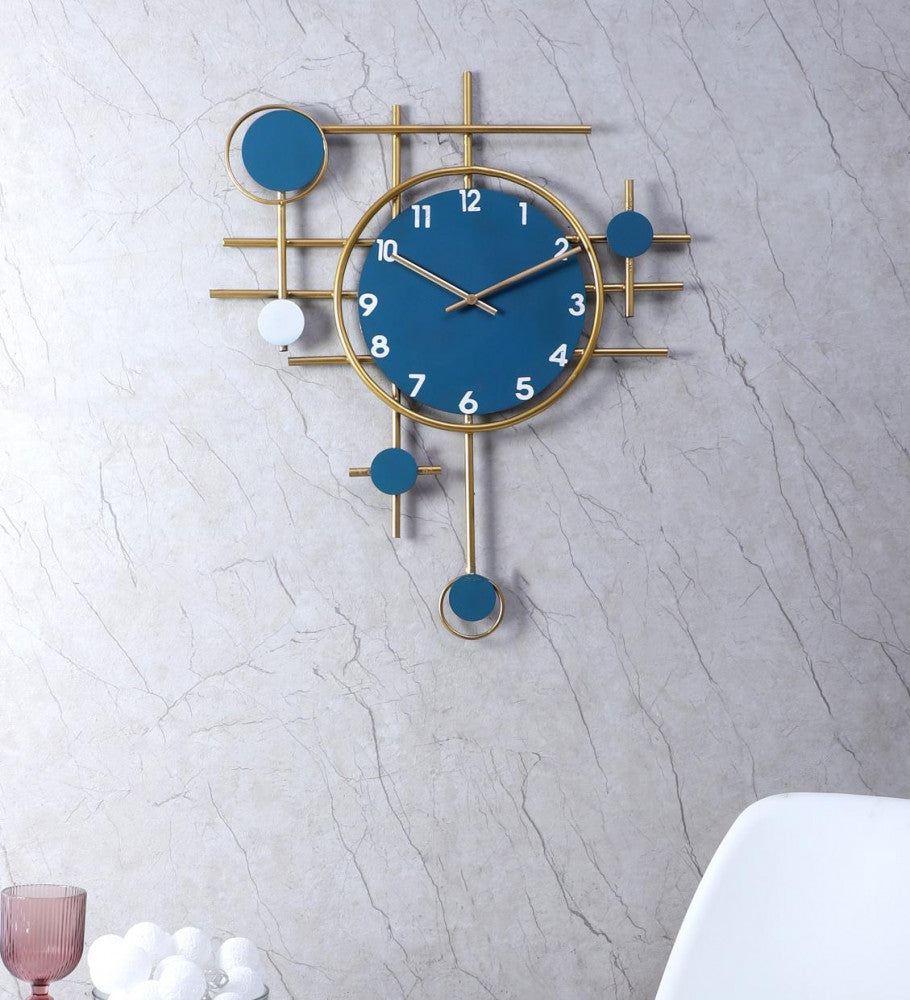 Amaya Decors Green & Gold Double Pendulam Clock