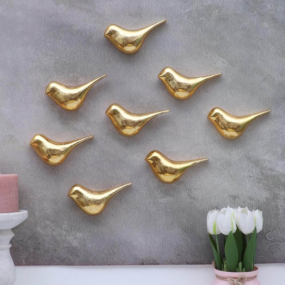 Amaya Decors Gold Small Alumininium Bird Set of 8