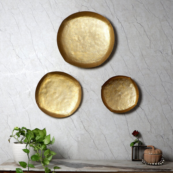 Amaya Decors Square Hammered Gold Wall Decor Set of 3