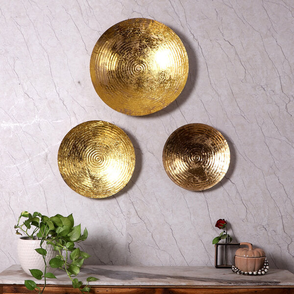 Amaya Decors Round Ring Gold Foil Wall Decor Set of 3