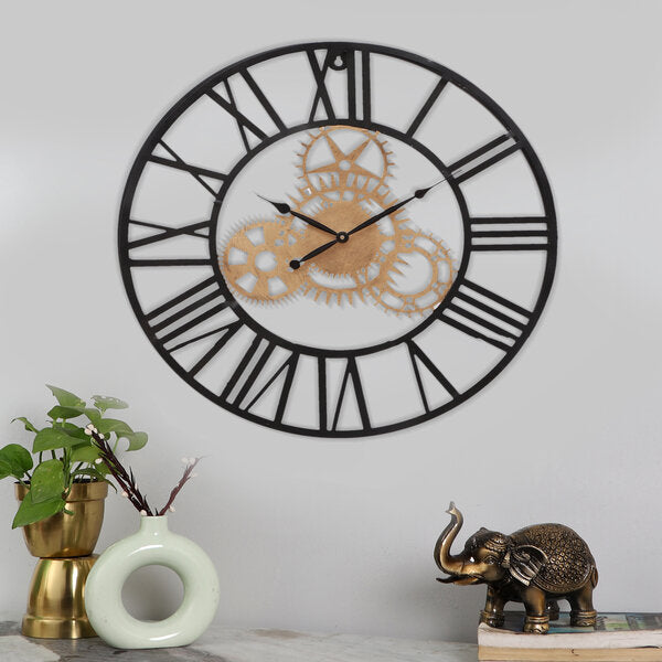 Amaya Decors Gold & Black Machinery Design Wall Clock