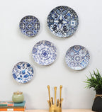 Amaya Decors Blue & White Abstract Meena Wall Art Set of 5