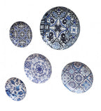 Amaya Decors Blue & White Abstract Meena Wall Art Set of 5