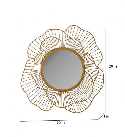 Amaya Decors Gold Flower Shape Wall Mirror (20x20x1 Inch)