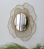 Amaya Decors Gold Flower Shape Wall Mirror (20x20x1 Inch)
